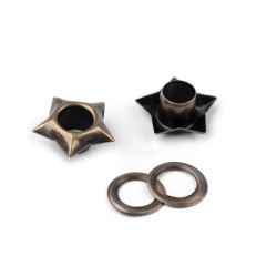 Ocheti stea interior ø5 mm / ø12,7 mm exterior - Alamă antică (300 Perechi)