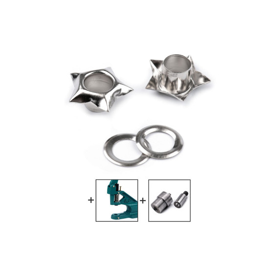 Ocheti stea interior ø5 mm / ø12,7 mm exterior - Alamă antică (300 Perechi) Ocheti stea interior ø5 mm / ø12,7 mm exterior - Alamă antică (300 Perechi)