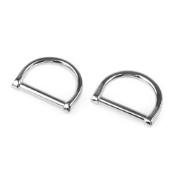 Inel tip d pentru textile si accesorii, latime 25 mm - Nichel (1 Bucată)