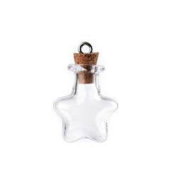 Sticlute cu dop de pluta, stea, balon, inima - Transparent (30 Fiole)