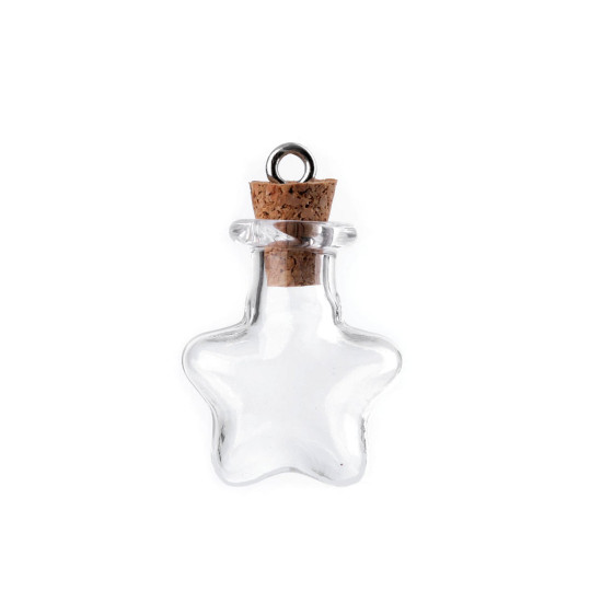 Sticlute cu dop de pluta, stea, balon, inima - Transparent (5 Fiole) Sticlute cu dop de pluta, stea, balon, inima - Transparent (5 Fiole)