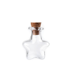 Sticlute cu dop de pluta, stea, balon, inima - Transparent (30 Fiole)