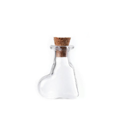 Sticlute cu dop de pluta, stea, balon, inima - Transparent (30 Fiole)