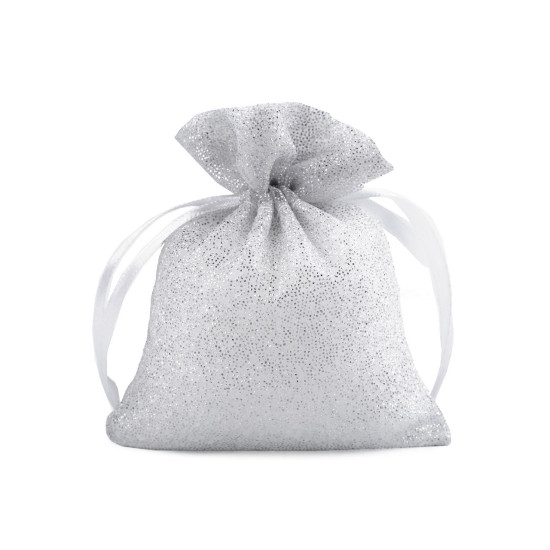 Saculet cadou organza cu sclipici, 10x13 cm - Argintiu deschis (10 Bucăți) Saculet cadou organza cu sclipici, 10x13 cm - Argintiu deschis (10 Bucăți)