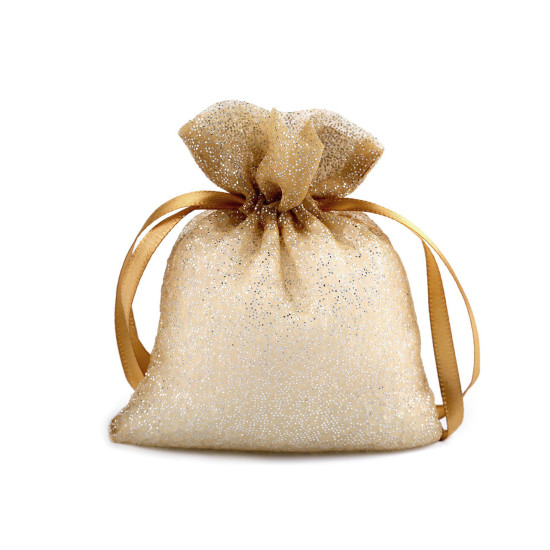 Saculet cadou organza cu sclipici, 10x13 cm - Argintiu deschis (10 Bucăți) Saculet cadou organza cu sclipici, 10x13 cm - Argintiu deschis (10 Bucăți)