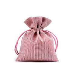 Saculet satinat cu lurex 10x13 cm - Roz antic deschis (1 Bucată)