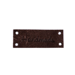 Eticheta din piele handmade, with love 16x44 mm - Maro (1 Bucată)