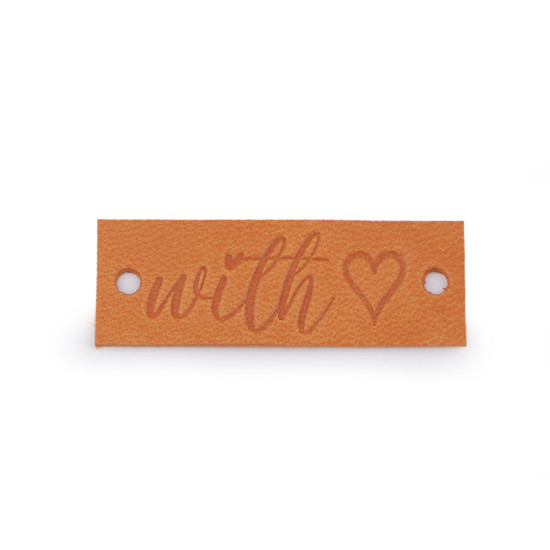 Eticheta din piele handmade, with love 16x44 mm - Maro (10 Bucăți) Eticheta din piele handmade, with love 16x44 mm - Maro (10 Bucăți)