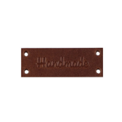 Eticheta din piele handmade, with love 16x44 mm - Maro (1 Bucată)
