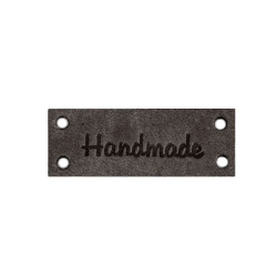 Eticheta din piele handmade, with love 16x44 mm - Gri (1 Bucată)