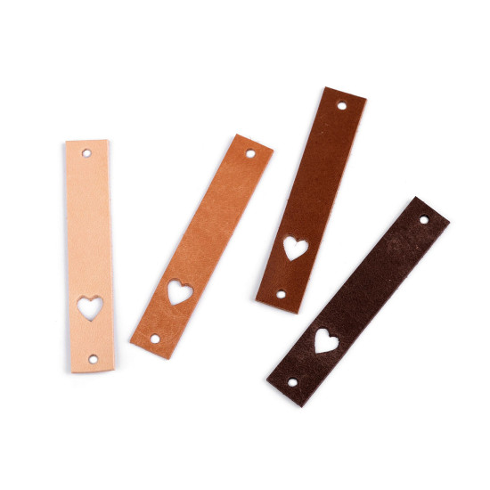 Etichetă din piele inimă 12x70 mm - Galben muștar (1 Bucată)