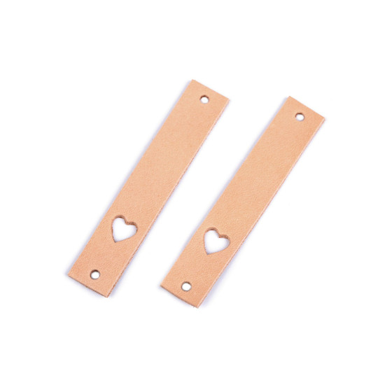 Etichetă din piele inimă 12x70 mm - Galben muștar (1 Bucată)