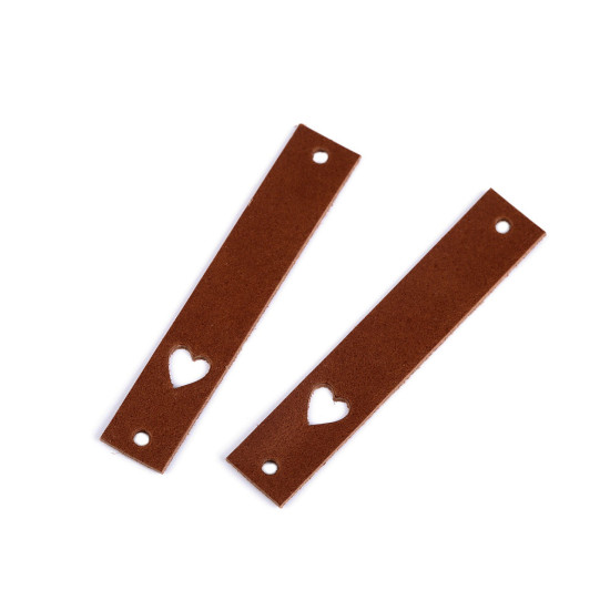 Etichetă din piele inimă 12x70 mm - Galben muștar (1 Bucată)