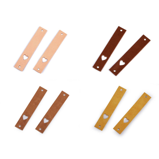 Etichetă din piele inimă 12x70 mm - Galben muștar (1 Bucată)