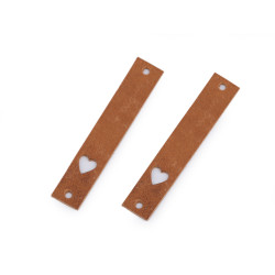 Etichetă din piele inimă 12x70 mm - Maro natural (1 Bucată)