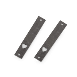 Etichetă din piele inimă 12x70 mm - Gri neutral (1 Bucată)