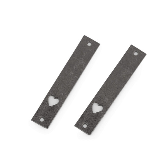 Etichetă din piele inimă 12x70 mm - Galben muștar (1 Bucată)