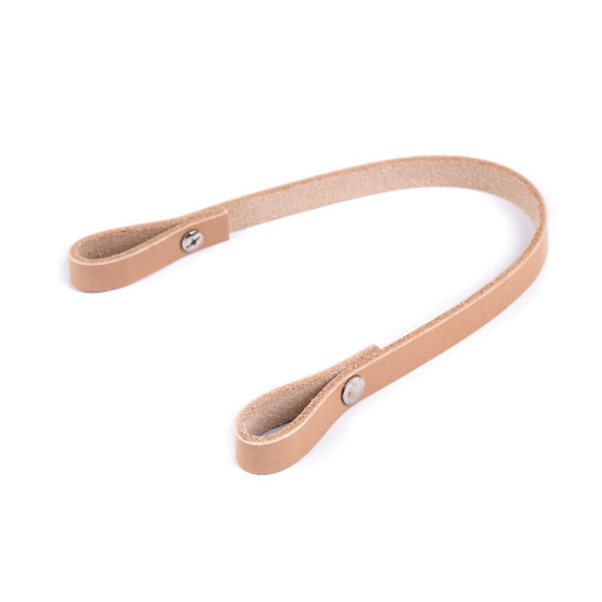 Maner din piele pentru geanta, latime 1 cm, lungime 30 cm - Natural mediu (1 Bucată) Maner din piele pentru geanta, latime 1 cm, lungime 30 cm - Natural mediu (1 Bucată)