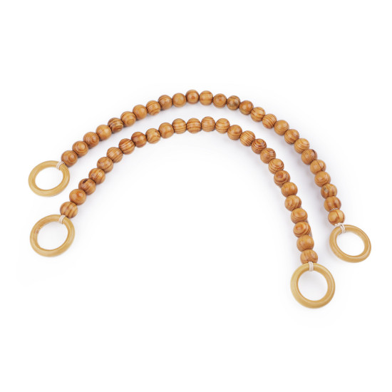 Mânere de geantă din margele de lemn lungime 52 cm - Natural mediu (12 Bucăți) Mânere de geantă din margele de lemn lungime 52 cm - Natural mediu (12 Bucăți)