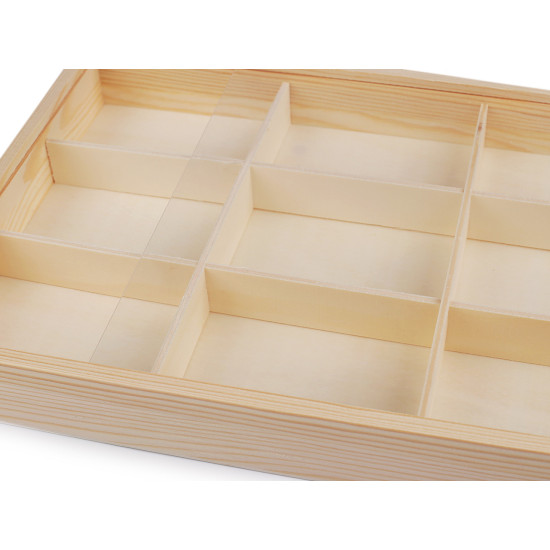 Cutie / organizator din lemn cu capac glisant - Natural deschis (1 Bucată) Cutie / organizator din lemn cu capac glisant - Natural deschis (1 Bucată)