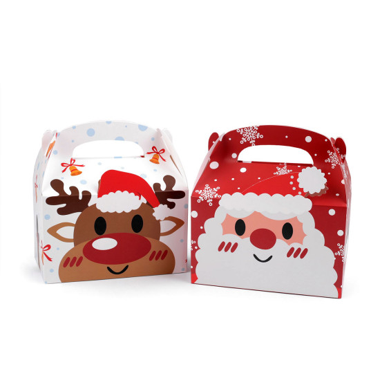 Cutie cadou de craciun ren, mos craciun - Roșu (4 Bucăți) Cutie cadou de craciun ren, mos craciun - Roșu (4 Bucăți)