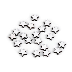 Mini stea din lemn pentru lipire ø10 mm - Alb (100 Bucăți)