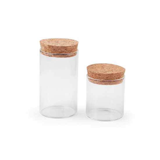 Sticluță cu dop de plută - Transparent (4 Fiole) Sticluță cu dop de plută - Transparent (4 Fiole)