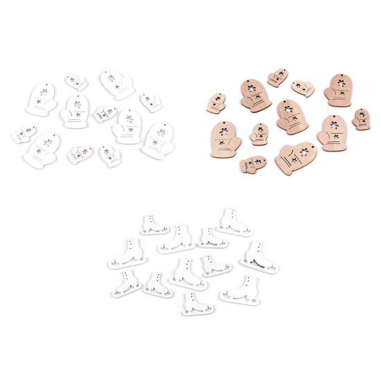 Decorațiuni patine, mănuși, căluț, mix de mărimi - Alb (12 Bucăți) Decorațiuni patine, mănuși, căluț, mix de mărimi - Alb (12 Bucăți)
