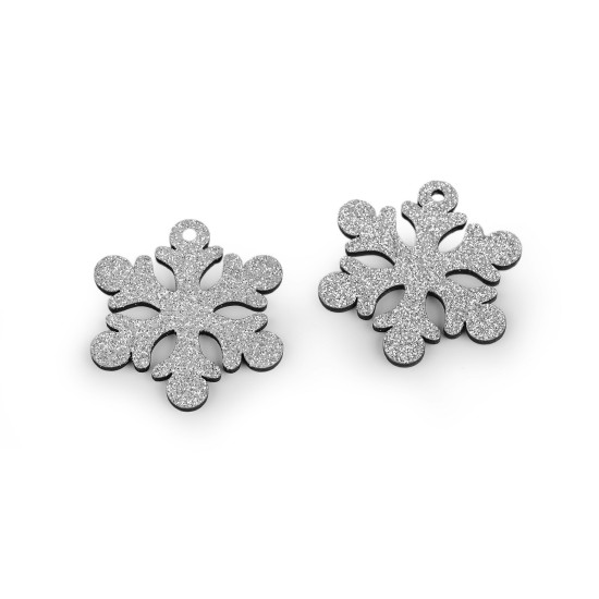 Fulg de zapada din lemn cu sclipici pentru agățat ø41 mm - Argintiu (10 Bucăți) Fulg de zapada din lemn cu sclipici pentru agățat ø41 mm - Argintiu (10 Bucăți)