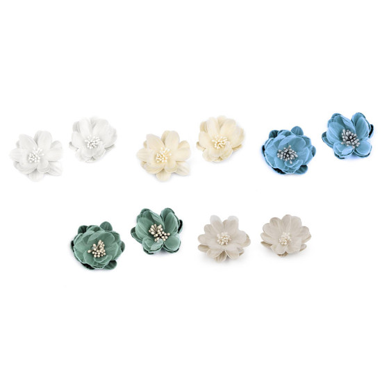 Floare textila de lipit pe ø5 cm - Albastru deschis (10 Bucăți) Floare textila de lipit pe ø5 cm - Albastru deschis (10 Bucăți)