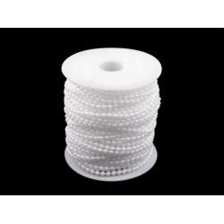 Perle șirag, ø3 mm - Alb zăpadă (12 Metri)