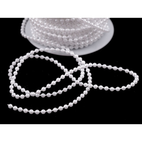 Perle șirag, ø3 mm - Alb zăpadă (25 Metri) Perle șirag, ø3 mm - Alb zăpadă (25 Metri)
