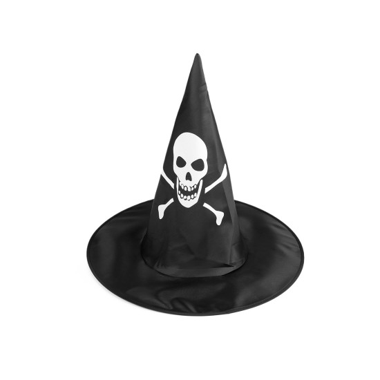 Pălărie de vrăjitoare, pânză de păianjen, craniu, liliac - Negru (3 Bucăți) Pălărie de vrăjitoare, pânză de păianjen, craniu, liliac - Negru (3 Bucăți)