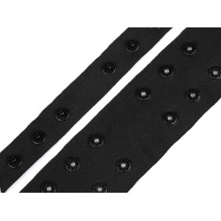Bandă cu capse pentru confecții textile / body, lățime 42 mm - Negru (1 Metru)