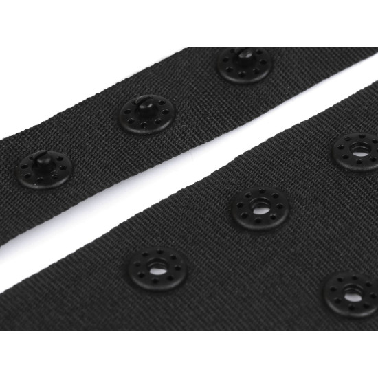Bandă cu capse pentru confecții textile / body, lățime 42 mm - Negru (1 Metru) Bandă cu capse pentru confecții textile / body, lățime 42 mm - Negru (1 Metru)