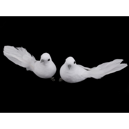 Decoratiune porumbel cu clemă - Alb (6 Bucăți) Decoratiune porumbel cu clemă - Alb (6 Bucăți)
