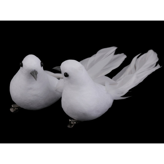 Decoratiune porumbel cu clemă - Alb (6 Bucăți) Decoratiune porumbel cu clemă - Alb (6 Bucăți)