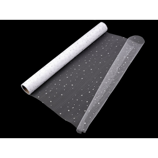Tul decorativ cu stelute, 48 cm - Negru (1 Metru) Tul decorativ cu stelute, 48 cm - Negru (1 Metru)