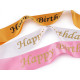 Esarfa satinata happy birthday , latime 9,5 cm - Alb (1 Bucată) Esarfa satinata happy birthday , latime 9,5 cm - Alb (1 Bucată)