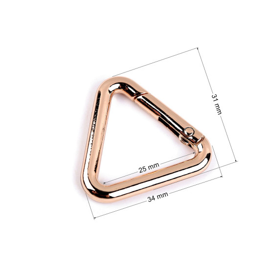 Carabina triunghi 25 mm - Auriu rose (1 Bucată)