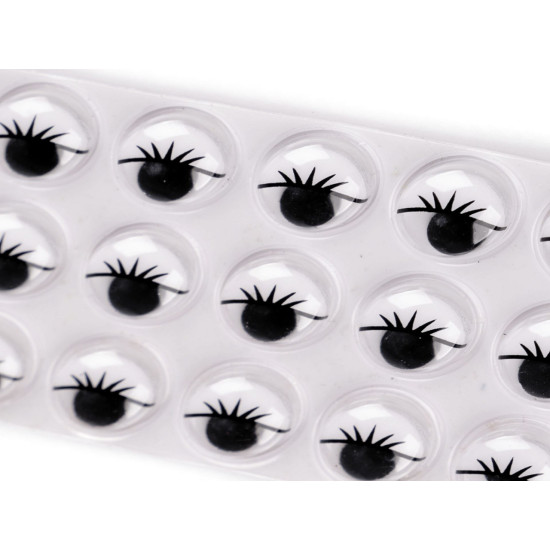 Ochi mobili autoadezivi cu gene ø10 si 12 mm - Negru (1 Card) Ochi mobili autoadezivi cu gene ø10 si 12 mm - Negru (1 Card)