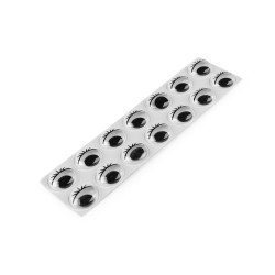 Ochi mobili autoadezivi cu gene ø18 si 20 mm - Negru (1 Card)