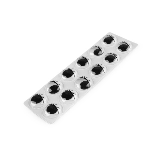 Ochi mobili autoadezivi cu gene ø18 si 20 mm - Negru (1 Card) Ochi mobili autoadezivi cu gene ø18 si 20 mm - Negru (1 Card)