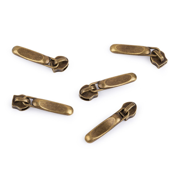 Cursor pentru fermoare spiralate nr 5 decorativ - Alamă antică (10 Bucăți) Cursor pentru fermoare spiralate nr 5 decorativ - Alamă antică (10 Bucăți)