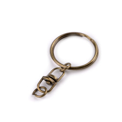 Inel pentru chei cu pivot  ø23 mm - Alamă antică (10 Bucăți)
