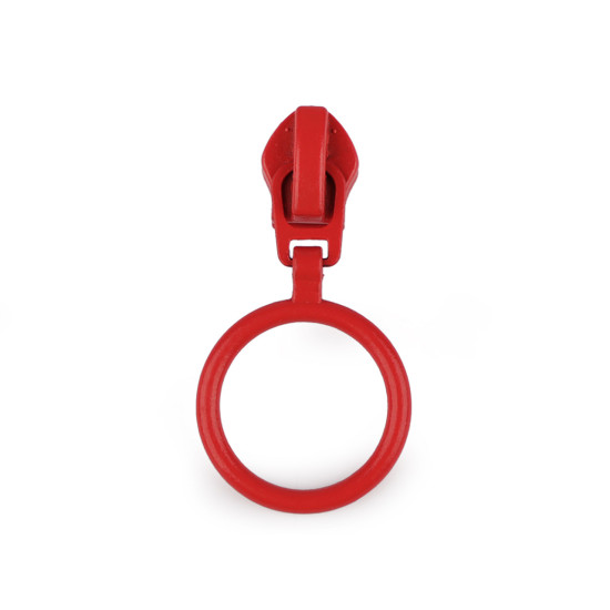 Cursor pentru fermoare spiralate nr. 5 cu inel colorat - Roșu (80 Bucăți)