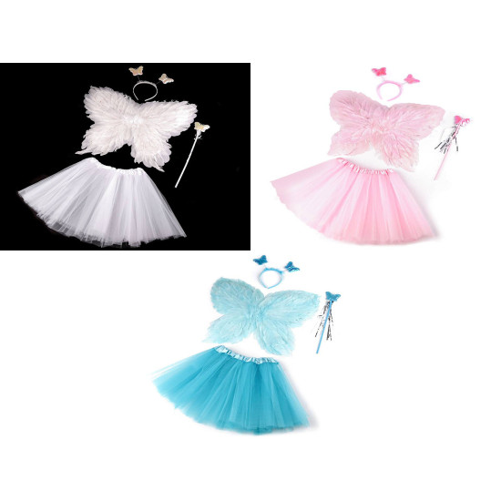 Costum de carnaval - zână, aripi de pene - Roz deschis (1 Set) Costum de carnaval - zână, aripi de pene - Roz deschis (1 Set)