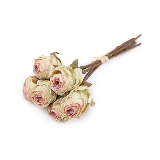 Buchet vintage de trandafiri artificiali - Roz somon deschis (6 Buchete) Buchet vintage de trandafiri artificiali - Roz somon deschis (6 Buchete)
