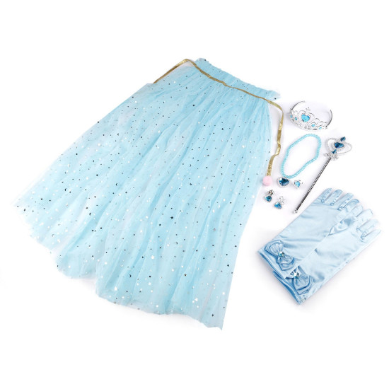 Costum de carnaval - printesa, cu mantie de tul - Alb (3 Seturi) Costum de carnaval - printesa, cu mantie de tul - Alb (3 Seturi)