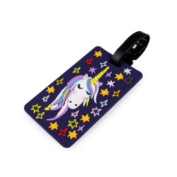 Etichetă nume / etichetă pentru bagaje bufniță, unicorn - Mov închis (1 Bucată)